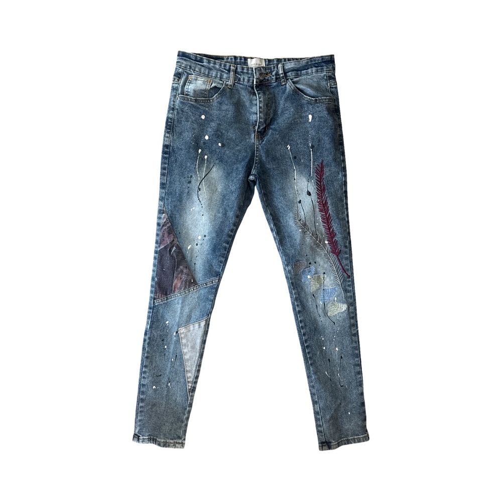 Fear of God Artistic Blue Jeans with Paint Splatter - size 33